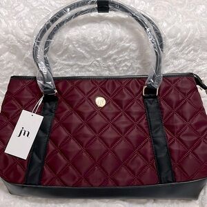 Berry/black tote/overnight bag
